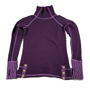 Akini Mock Neck Sweater Womens Medium Purple Lambswool Outdoor Hiking Gorpcore